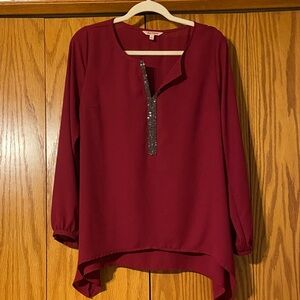 Juicy Couture Burgundy Blouse with Embellished Front